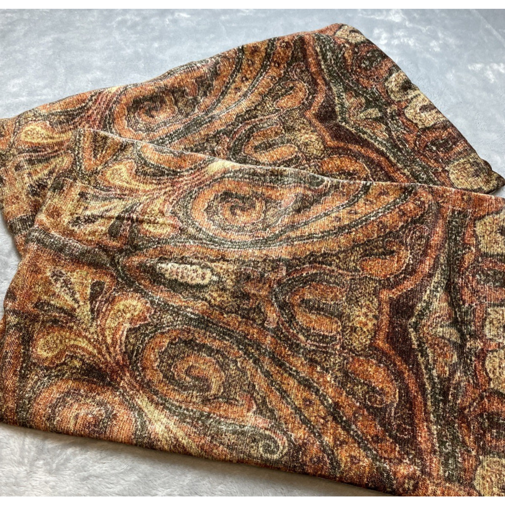 2 Pottery Barn Lumbar Pillow Covers Rust Brown Chenille Digital Print 16"x26"